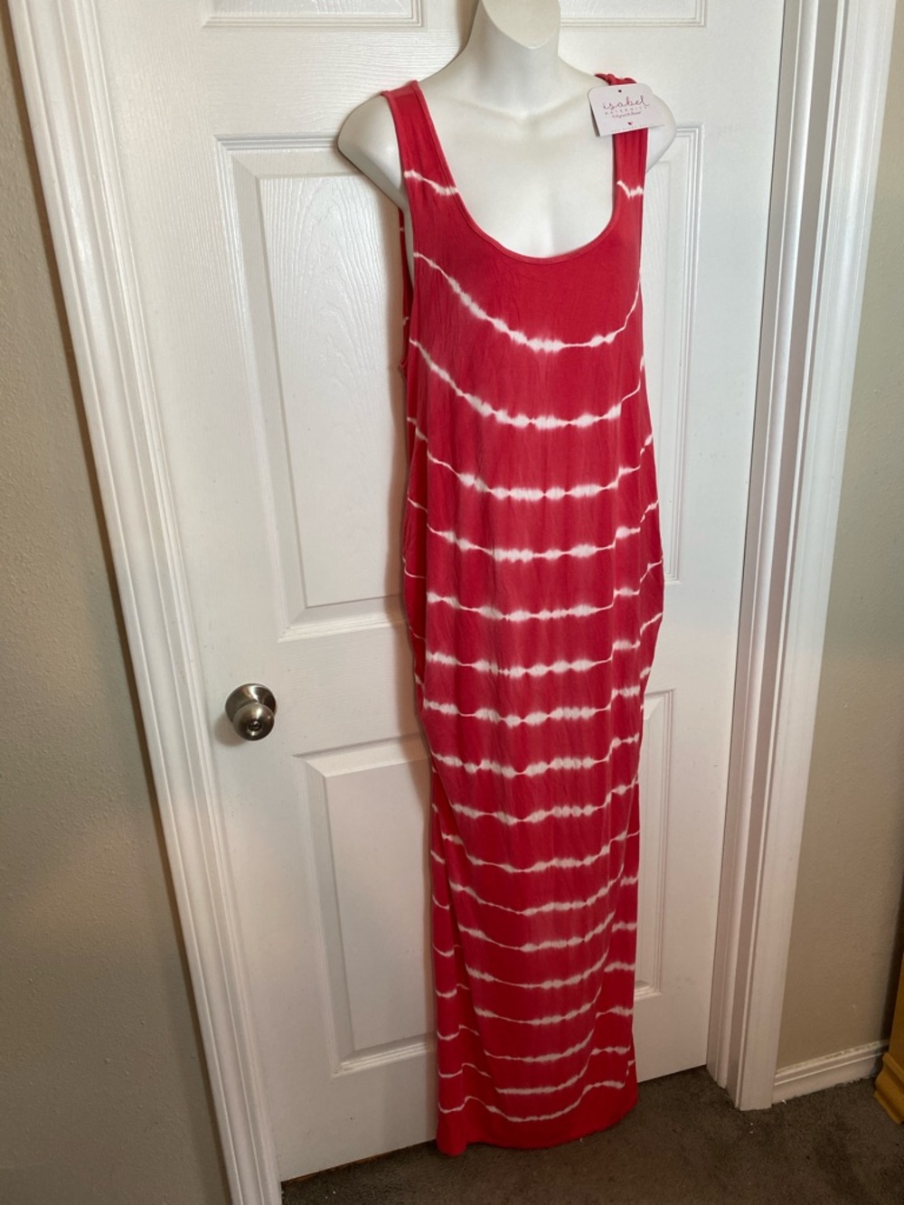 Isabel Maternity by Ingrid & Isabel Coral Red Tie-Dye Tank Dress Size XL